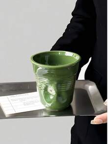 1pc Ins Style Pleated Twisted Ceramic Mug, Niche Coffee Cup For Home Afternoon Tea Milk Tea, Minimalist Solid Color Water Cup, Creative Textured Design Cup, Versatile Drinking Cup, Couple/Best Friend Matching Gift, Home/Office Breakfast Beverage Cup, Photo-Worthy Tableware, Multi-Color Options, Versatile Home Decor Gift - Multicolor - View 13