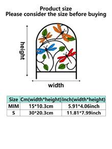 Best-Selling Garden Decor Painted Butterfly & Floral Iron Garden Fence, Bird Dragonfly Butterfly Small Fence, Connectable Curved Yard Divider Fence, Outdoor Lawn Flower Bed Decorative Ground Stake Metal Fence - Multicolor - View 7