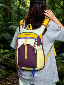 Bright Bold Color Block Outdoor Travel Backpack - Multicolor - View 4