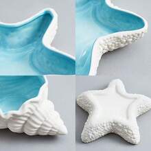 1pc Ceramic Shell, Starfish And Clam Shaped Tray, Pink Creative Storage Bowl, Container For Jewelry - 1PC - View 4