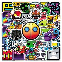 50Pcs Funny Geometry Dash Stickers Scrapbook Aesthetic Stickers Geometry Dash Game Decoration Merch Helmet Stickers Dirt Bike Stickers Vinyl Waterproof Stickers For Water Bottle,Computer,Laptop,Phone,Luggage,Notebook,Fridge - Multicolor - View 3
