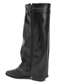 Bottes Hautes à Recouvrement à Boucle Dorée – L'Allure Cavalière Urbaine - Black 2596A - View 4