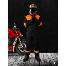 Waterproof Overalls For Motorcyclists And Cyclists, Men And Women, Reflective Waterproof Overalls - 橘色 - 查看 3
