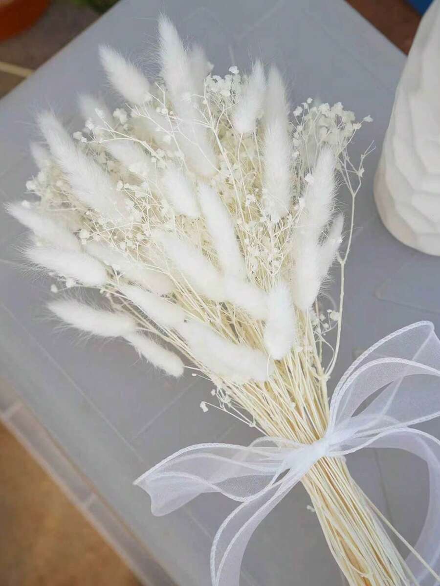 棕色人造蘆葦草花束 大兔尾草 43.18cm 波西米亞風人造蓬鬆蘆葦 婚禮居家桌面派對裝飾(經典款) - 白色 - 查看 1