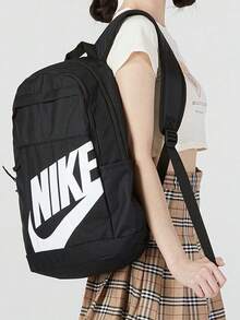 Nike ELEMENTAL Classic Versatile Comfortable Casual Large Logo Student Backpack Unisex Black - Black - View 1