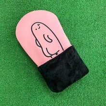 柔粉色極簡線條卡通刺繡高爾夫球桿頭套/加厚填充/PU材質/標準通用尺寸/夏季運動高爾夫配件 - 珊瑚粉 - 查看 4