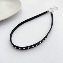 1pc Black Choker Collar Necklace Short Style For Women - Black - View 6