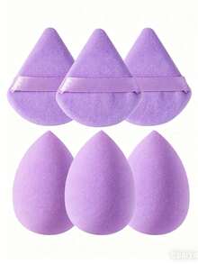 RANCAI 6pcs Triangle Makeup Sponge Puff Set, Soft Dry & Wet Dual Use Makeup Puff, Suitable For Foundation, Concealer, Loose Powder, Portable Makeup Tool, Perfect Christmas Gift For Women - Multicolor - View 11