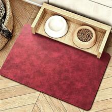 1pc Solid Color Minimalist Pet Food Mat, Decorative Carpet With Flat Texture, Creates Cozy Scene, Pet Feeding Bowl Mat, Thick Fabric Easy To Clean And Wipe, Suitable For Cats And Dogs - Red - View 13