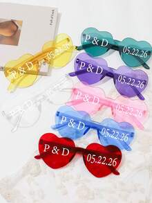 Heart Shape Fashion Glasses Bulk Pack Party Fashion Glasses For Bridesmaid Bachelorette Wedding Party Beach Accessories, Custom Name Personalized Fashion Glasses - Multicolor - View 6