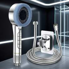 1pc/3pcs Powerful Pressurized Shower Head Bathroom Bath Filter Shower Head Spray Massage Lotus Shower Head Handheld Spray/Set With 1.5m Shower Hose ABS Bracket Set - Silver - View 7