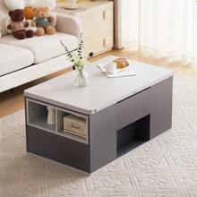 =313593594GAA Liftable Multifunctional Coffee Table - Tabletop Opens To 2 Tables, Dark Grey + Light Grey, Large Capacity, Modern Living Room Furniture, Office Dining Table Side Table Multifunctional Table - 灰色 - 查看 3