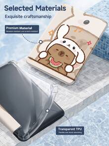 Ayotu 水豚、西瓜、卡通动物图案 iPad 保护套，兼容 10.2 英寸 iPad（第九/八代）2021/2020 款、2022 款 Galaxy Tab A8 10.5 英寸、华为 MatePad 10.4/Tab，带 Apple Pencil 插槽，支持自动休眠/唤醒功能，时尚保护套 - 彩色 - 查看 9