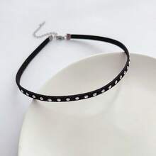 1pc Black Choker Collar Necklace Short Style For Women - Black - View 2
