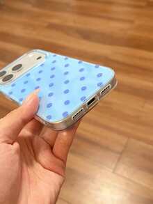 時尚手機殼，極簡可愛設計，黑白波點圖案，相容 iPhone 11 至 17 系列，17Pro Max 17pro 17 16promax 16pr 16plus 15proma 15pro 15 14promax 14pro 14 13promax 13pro 13 12promax 12pro 12 11 智慧型手機保護殼 - 藍色 - 查看 4
