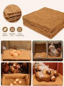 1pc Coconut Fiber Nesting Pad, 9.8-11.8 Inch Square Coconut Shell Fiber Hen Egg Laying Mat, Soft Absorbent Nest Box Liner, Natural Poultry Coop Bedding, Suitable For Laying Hens And Chicken Coops - Brown - View 5
