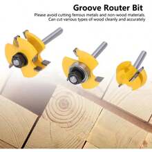 3pcs 45° Router Bits 3-Flute T-Shank 1/4" - A - View 4