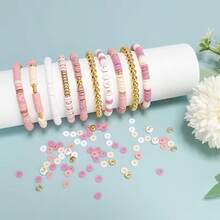 5760pcs Rose Pink & White Polymer Clay Beads, Small Perforated Clay Beads, DIY Friendship Bracelet Making, Creative Holiday Gift - Multicolor - View 4