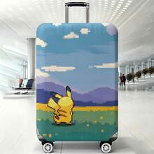 Miniso Pokemon Pikachu Wilderness Pixel Landscape Print Luggage Cover, Stretch Full Wrap Washable Suitcase Protector, Retro Game Style Anti-Scratch Dustproof Travel Skin - Color - View 1