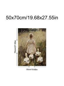 1pc Goose Girl Prints, Rustic Farmhouse Moody Girl With Ducks Painting,Shepherdess Lamb Art, Ideal Gift,Suitable For Bedroom,Living Room,Office,Wall Arts,Wall Decor,Home Decor,Room Decor,Canvas Wall Art,Posters, Wall Art With Frame, Optional Frame ﻿ - 1PCS - View 22