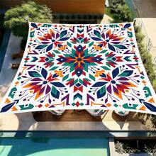 1pc Mandala Geometric Print Square Sun Shade Sail, Suitable For Yard, Pool, Villa Courtyard, Outdoor Leisure Area, Outdoor Sun Shade Sail, Beach Umbrella, Outdoor Sun Shade Cloth, Beach Canopy, Beach Tent, Patio Sun Shade, Outdoor Gazebo, Gazebo - Bohemia C - View 28