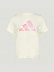 Adidas Women's FAV TEE Short Sleeve Knit Collarless T-Shirt TKS2867 - Baby Pink - View 3