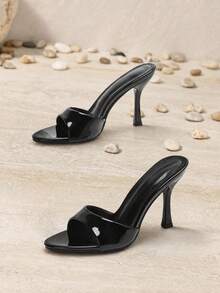 High Heel Sandals, Multi-Functional Fashion Design, Suitable For Outdoor, Summer Wear Women's Sandals, Solid Color Neutral Wedding - Black - View 3