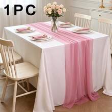 3PCS Red Chiffon Fabric Tablecloth Bohemian Transparent Satin Tablecloth Suitable For Autumn Thanksgiving Family Party Wedding Arch Background Baby/Bride Gift Birthday Party Restaurant Table Outdoor Party Festival Decoration - Burgundy - View 13