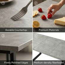 jiexi Extendable Dining Table And 4-6 Chair Set, 130-170cm Grey MDF Dining Table With Grey Velvet Dining Chairs With Metal Legs For Kitchen, Living Room - Dark Grey - View 5