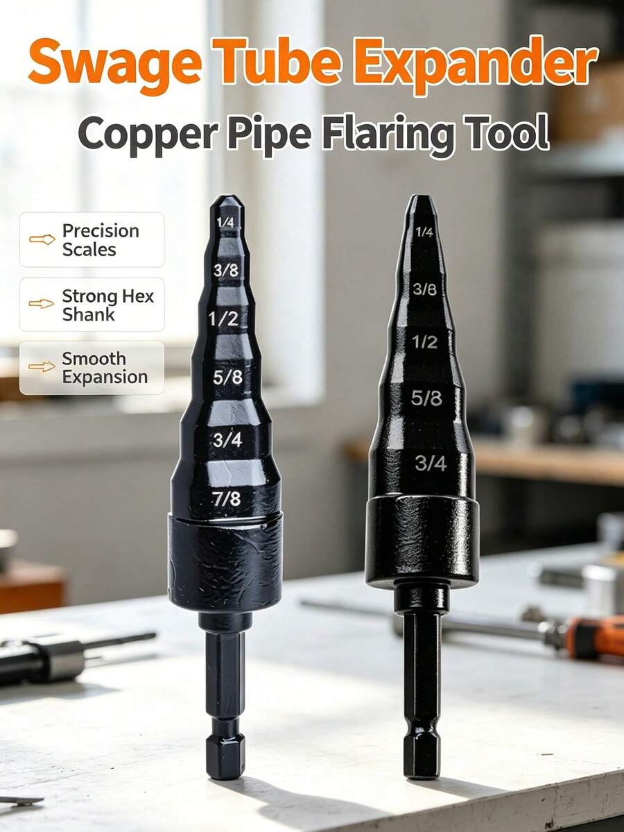 5-In-1 And 6-In-1 Copper Swaging Tool HVAC, Black Soft Tube Expander, Carbon Steel, Bit Holder, Swedge Repair Kit For 1/4 3/8 1/2 5/8 3/4 7/8 Pipe For Air Conditioner And Refrigerator Repair - A - View 1