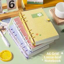 A6 Cute Plaid Transparent PVC Loose-Leaf Notebook, Detachable Loose-Leaf Diary 120 Pages, Lined, Large Capacity, No Sharp Edges, Soft Touch, Back To School Planner, Scrapbook School Supplies - A6 - View 4