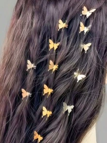 10/Set Metal Butterfly Clip Combination, Gold Gradient Side Clips, Mini Design, Sweet & Cute Hairstyle - Suitable For Girls And Teenagers, Perfect For Daily Wear, Dates, School, Parties And More - Multicolor - View 2