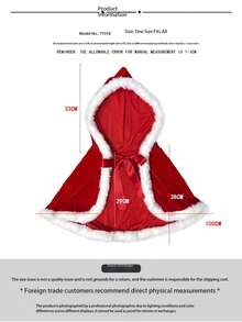 Ladies' Christmas Happy Velvet Cloak With Hat Fur Decoration Short Cloak, Perfect Christmas Gift For Her - Multicolor - View 6