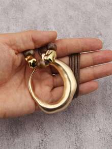 1pc Bohemian Vacation Style Twisted Hollow Water Drop Pendant Double Layer Wax Cord With Brown Round Beads Necklace, Minimalist Fashion Short Sweater Chain, Daily Party Halloween Wear Accessory, Unisex Couple Necklace - Beads - View 9
