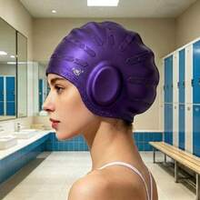 Silicone Swimming Cap Adult Solid Color Pure Silicone Ear Protection Cap Waterproof Anti-Slip Comfortable Fit Soft Elastic Swim Hat For Pool Beach - Multicolor - View 5