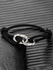 1 buah/2 buah Gelang Tali Anyaman Tangan yang Dapat Diatur, Gesper Tapal Kuda Perak Ganda, Gelang Tali Nilon, Gelang Tangan Minimalis Kasual Serbaguna Unisex - Gelang gesper dua lapis - View 10