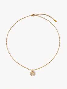 Opalesca 1Set Stainless Steel Chain Necklace & Earrings, Luxury Rhinestone Linked Design Personalized Banquet Jewelry Set, No Gift Box - Gold - View 13