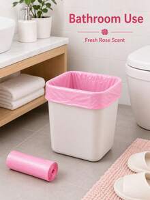 150pcs Pink Drawstring Trash Bags 45 X 45cm / 17.72 X 17.72in Plastic Rose Scented Small Bin Liners With Tie Handles And Tear Off Line Garbage Bags For Bathroom Kitchen Bedroom Office Living Room Small Trash Cans Daily Home Users - Pink - View 11