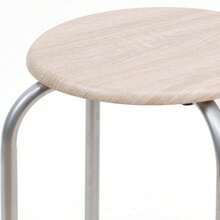 Banqueta redonda Zylx Shopping em metal e madeira | Assento de 30 cm e altura de 45 cm - Madeira clara - Ver 3
