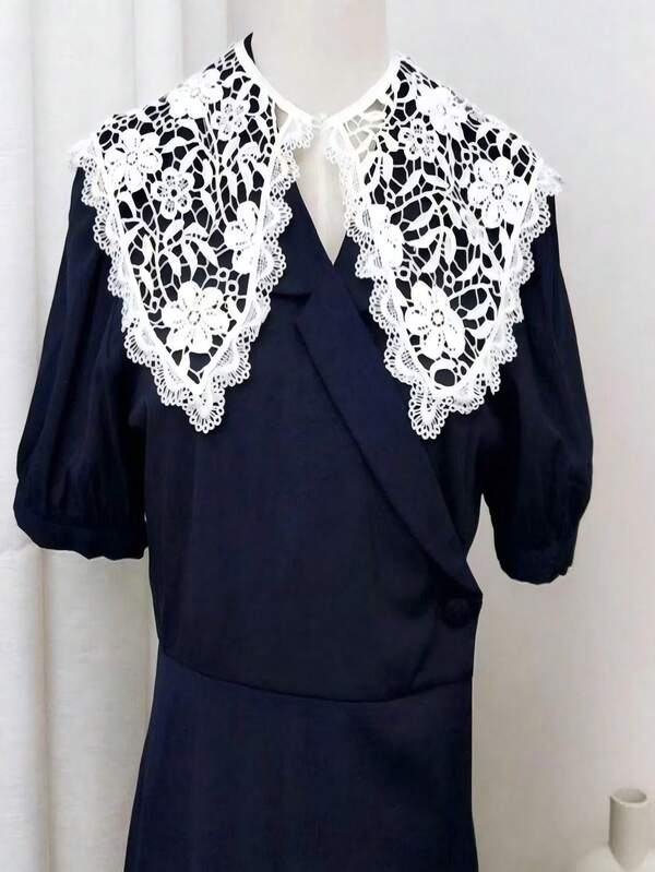 1pc Women's Large Embroidered Collar Versatile Fashion Decorative Collar For Spring/Summer Dress