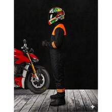 Waterproof Overalls For Motorcyclists And Cyclists, Men And Women, Reflective Waterproof Overalls - 橘色 - 查看 7