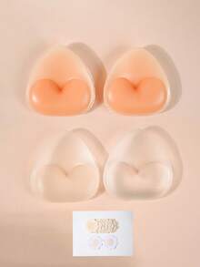 2pcs/Set Silicone Triangle Bra Pads Enhancer - Elegant Solid Color, Hand Washable And Reusable For Swimwear Bikini, Non-Textile, 1 Pair - Multicolor - View 7