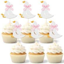 6 Stücke lustige Gans-Thema Cupcake-Topper, alberne Gans Partydekorationen, gansförmige Tortendekorationen, geeignet für Hochzeit, Verlobungsparty, Geburtstagsparty, Babyparty, Geburtstagsparty-Zubehör - mehrfarbig - Übersicht 2