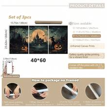 3er Set Leinwandkunst, gerahmte Wanddekoration, Galerie Set, Vintage Halloween Hexe, Kürbis & Fledermaus Ölgemälde, dunkler gotischer Horror Herbst Dark Academia Stil Leinwandkunst, Retro verwitterte seltsame Ästhetik rahmenloses Poster Set, Bestseller dekoratives Gemälde Set, geeignet für moderne Wohndekoration, Raumdekoration, Wohnheimdekoration, Schlafzimmerdekoration, Badezimmerdekoration - Retro-Kunst - Übersicht 12