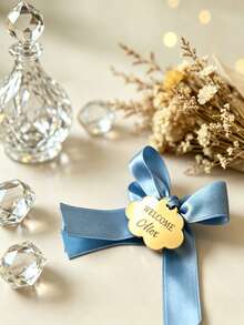 Elegant Cloud Motif Golden Acrylic Hang Tags With Custom Engraving & Bow Embellishment,Party Favor Decor,Party Favor Decor Accessories,Multi-Occasion Party Favor Labels For Baby Shower, 1st Birthday, Baptism, Wedding, Ramadan Eid, Christmas - Multicolor - View 3