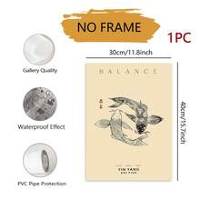 2D Flat, 2D Flat, 1pc Wall Decoration, Retro Posters Featuring Koi Fish, A Yin Yang Aesthetic Print, Stylish Black And White Japanese Artwork, A Soothing Mindfulness Poster For Wall Decor, Ideal For Office Or Bedroom Decoration - Abstract Style a - View 10