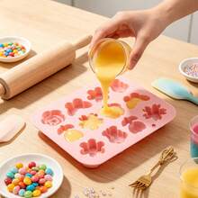 2pcs Flower And Butterfly Silicone Candy Molds, Multi-Shape Molds Suitable For Chocolate, Gummy, Fondant And Cake Decoration - Multicolor - View 3