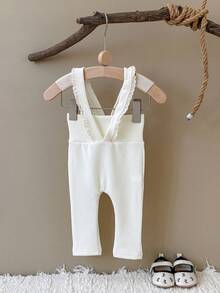 4 Pcs/Set Celana Legging Bayi Perempuan Baru Lahir Kasual Sederhana dengan Ruffle dan Tali Bahu, Celana Dalam Elastis, Kombinasi Musim Semi dan Gugur - MultiWarna - View 6