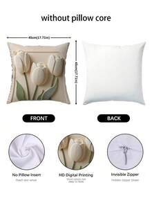 1/2/4Pcs 2D Printed Limited Edition Pillowcase Exquisite Tulip Pillowcases Adding Elegance To Your Bed Soft Polyester Pillowcase - Wrinkle-Resistant, Fade-Resistant, Home Decor, One-Sided Printed, Pillow Insert Not Included - Apricot - View 5
