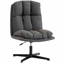 Swivel Occasional Chair, Reading Chair In Linen-Look Fabric Without Armrests, With A Wide Seat And Metal Legs, Dark Grey - Dark Grey - View 8